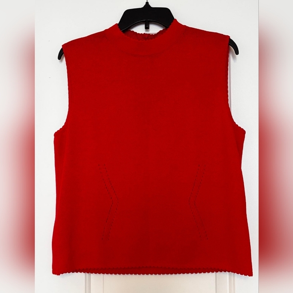 St. John Knit Set Skirt and Tank Orange-Red Size 6 Top Size Medium Skirt - Picture 15 of 16